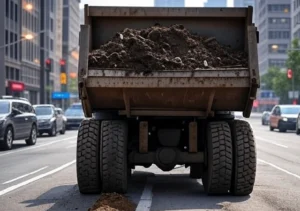 Camión volquete pierde su carga y huye en Pichincha.