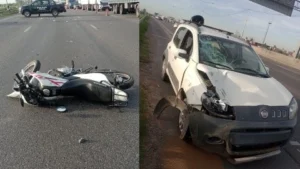 Accidente en Circunvalación deja motociclista grave.