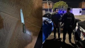 Patrullero y móvil policial en un operativo por violencia de género en Rosario