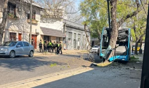 Colectivo siniestrado en Barrio Agote, Rosario