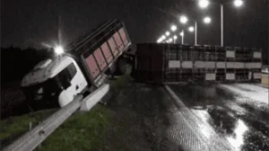 volcó camión en la autopista a Rosario