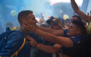 Plantel de Rosario Central antes de un partido internacional