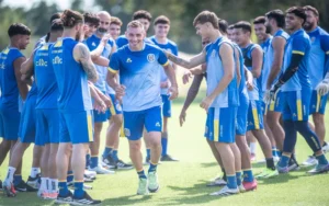 Plantel de Rosario Central antes de un partido frente a Gimnasia