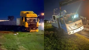 Choque de camiones en Circunvalación dejó dos heridos