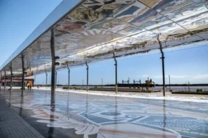 Ingreso peatonal al paseo Costa Nueva en la ribera de Rosario