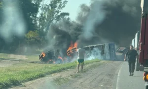 Dos muertos en un accidente de camiones en la ruta 34.