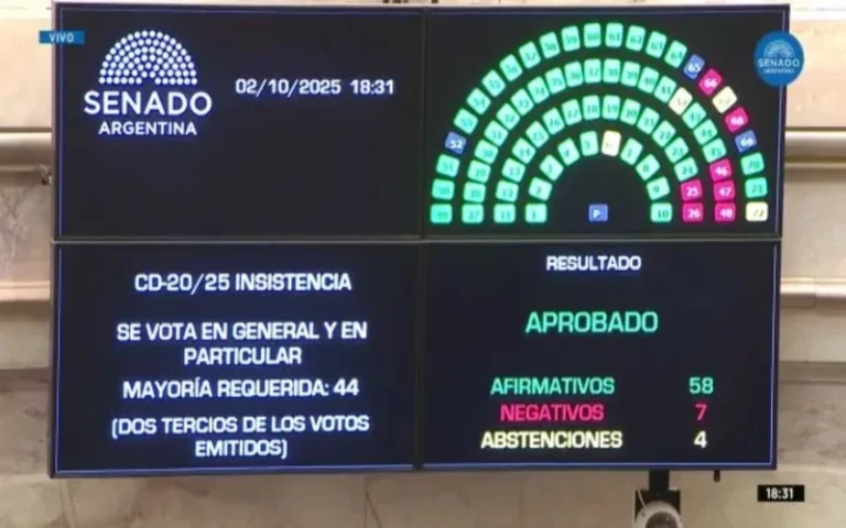 El Senado rechazó los vetos de Milei al financiamiento universitario y a la emergencia pediátrica