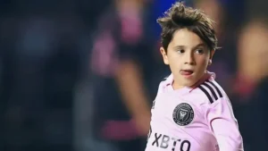 Mateo Messi celebra un gol con la camiseta del Inter Miami