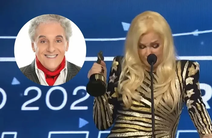 El talentoso actor y humorista se encuentra en un delicado momento de salud, ya que padece demencia senil progresiva. La diva recibió el premio por él. 