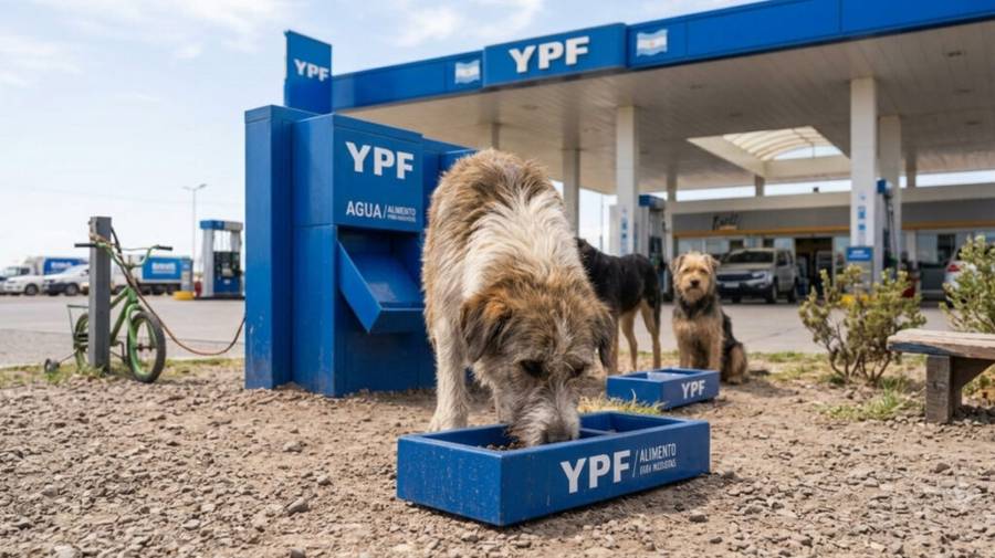 YPF instalaría puntos de agua y comida para perros callejeros en sus estaciones de servicio