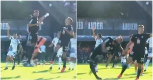 La horrible lesión de Eric Tovo en Riestra - Talleres.
