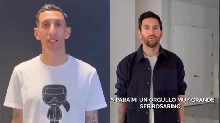 Messi y Di María saludaron a Rosario por su Tricentenario.