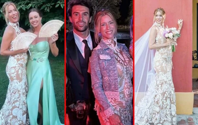 La modelo tuvo su fiesta para celebrar su matrimonio con el piloto Manu Urcera en una estancia de Exaltación de la Cruz, donde mostró su panza.