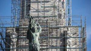 Obras en el Monumento a la Bandera