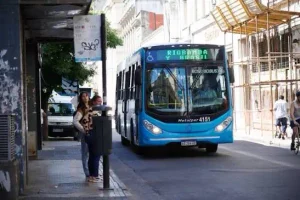 Colectivos urbanos circulando por Rosario
