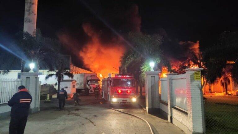 Rafaela: un gran incendio afectó una fábrica de colchones en el parque industrial