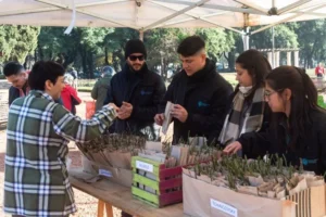 Entrega de rosas en el parque Independencia
