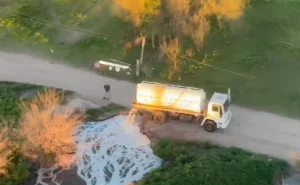 Operativo de un helicóptero policial en San Lorenzo por efluentes cloacales