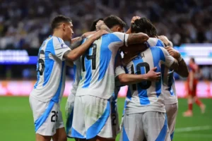 Selección Argentina en un amistoso internacional
