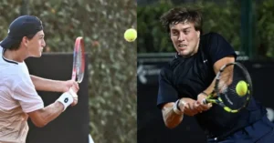 Tenistas durante el Quini 6 Rosario Challenger 125 en el Jockey Club