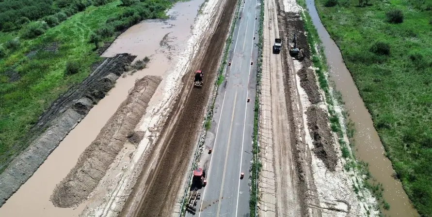 Avanza la reparación de la Ruta 39 sobre el río Salado