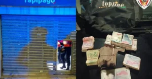 Patrullero frente a un local de pagos en Rosario