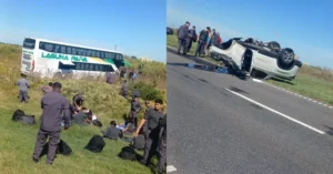 Choque entre colectivo y auto en la autopista a Santa Fe