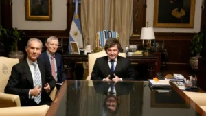 Javier Milei durante una reunión con legisladores de Estados Unidos