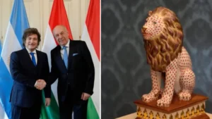 Javier Milei en una actividad oficial en Hungría