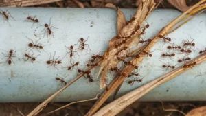 Hormigas recorriendo la mesada de una cocina en verano