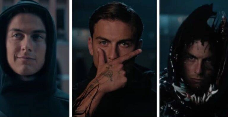 El delantero de la Selección Argentina Paulo Dybala participa de un spot publicitario para el estreno de "Venom: The Last Dance".